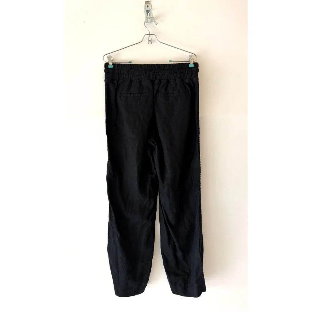 Quince Linen Pants Womens Medium Black 100% European Linen Wide Leg Pant
